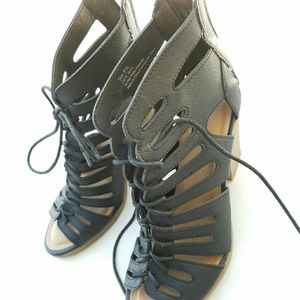 Black Sexy Gladiator Lace-up Heel Sandals/Booties